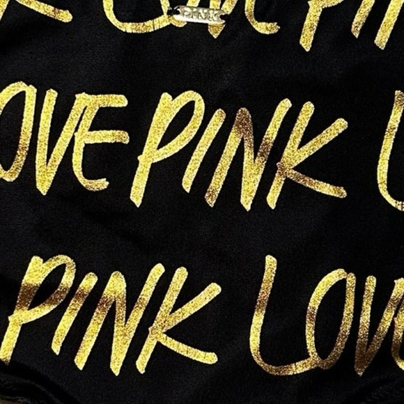 Y2K‎ Pink Victorias Secret Bikini Bottoms Women Size XS Gold Foil Metallic Glam - Picture 5 of 11